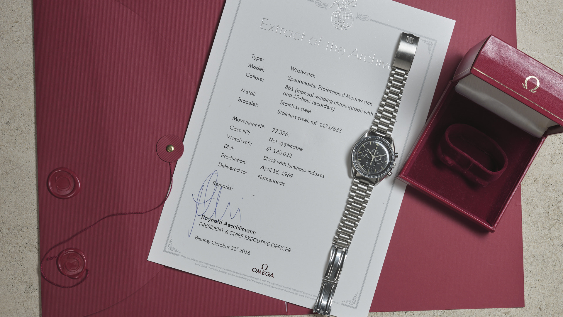 Omega Speedmaster 145.022 68 transitional with box Extract of