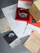 Omega SOLD-Omega Speedmaster 145.022-69 STRAIGHT WRITING Box and Papers original invoice sold in 1973