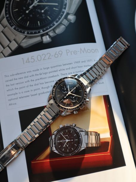 Omega SOLD-Omega Speedmaster 145.022-69 pre-moon from 1970 delivered to the Netherlands with Omega box and extract of the Archive