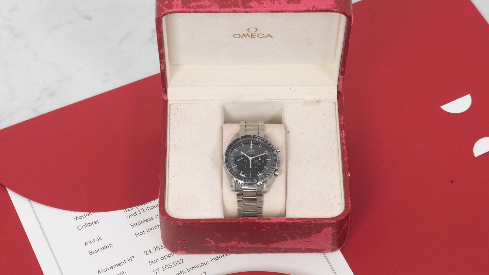 Omega SOLD-Omega Speedmaster 105.012-66 HF with Omega box and Extract of the Archive
