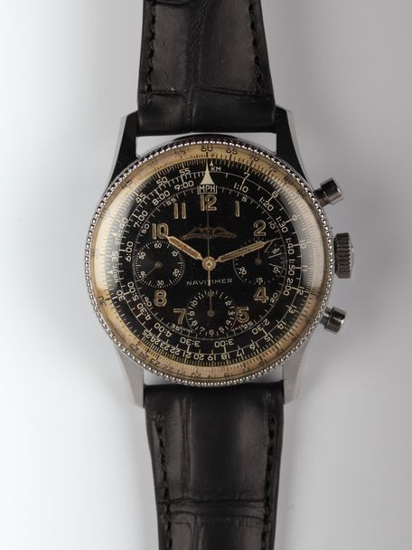 Breitling SOLD-Breitling Navitimer 806 AOPA from 1956 with Venus 178 caliber and with leather accessories