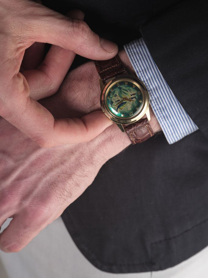 Bulova cloisonné enamel fish dial by Marguerite Koch - WRIST ICONS