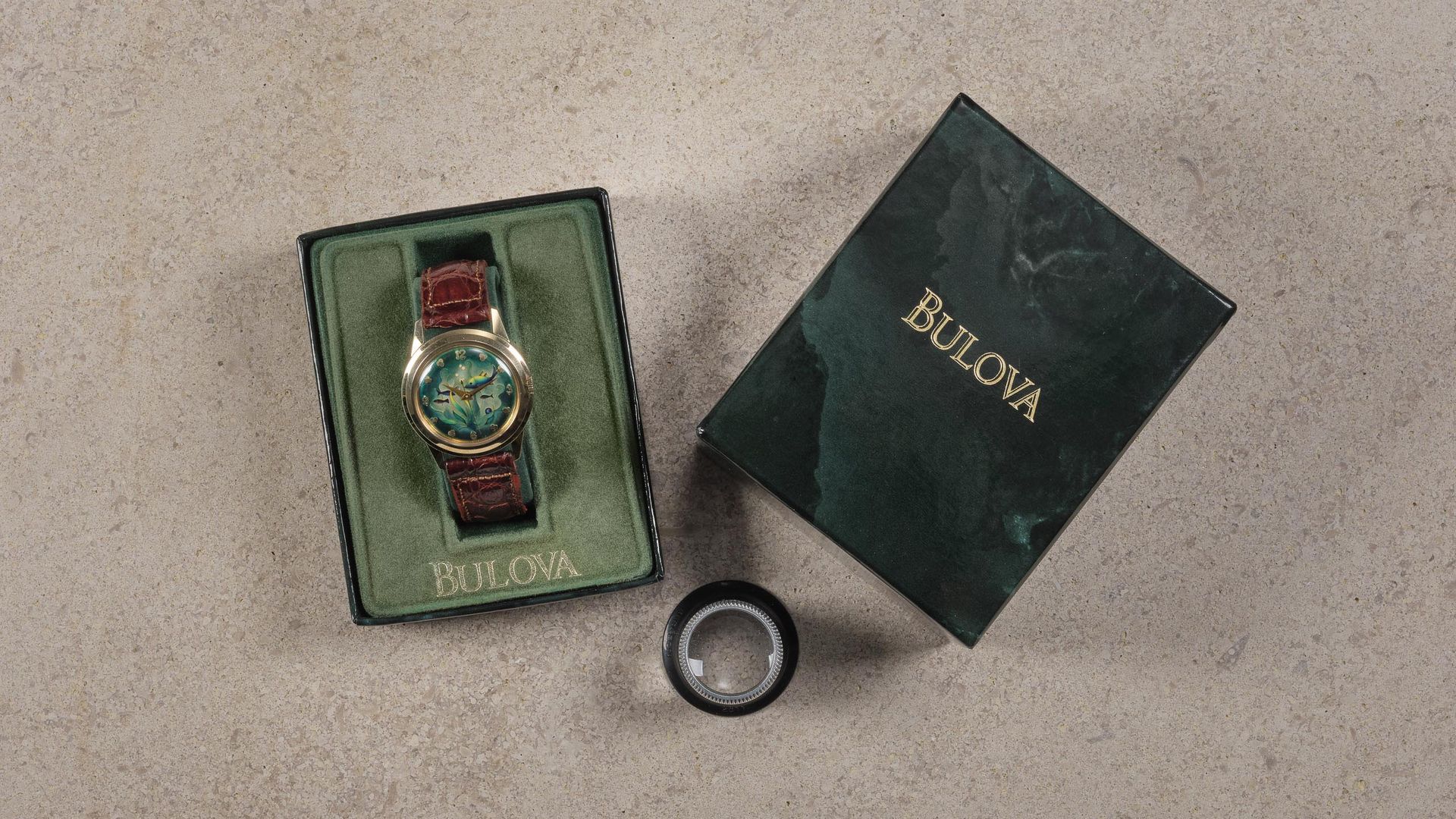 Bulova cloisonné enamel fish dial by Marguerite Koch - WRIST ICONS