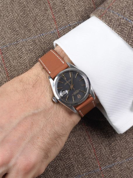 WRIST ICONS Fauve brown watch strap with two tone keepers