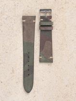 WRIST ICONS GONE FISHING green camouflage suede watch strap