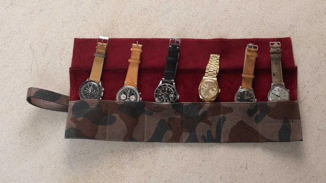 WRIST ICONS GONE FISHING green camouflage watch roll