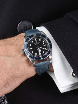 WRIST ICONS PAN AM blue Alligator watch strap