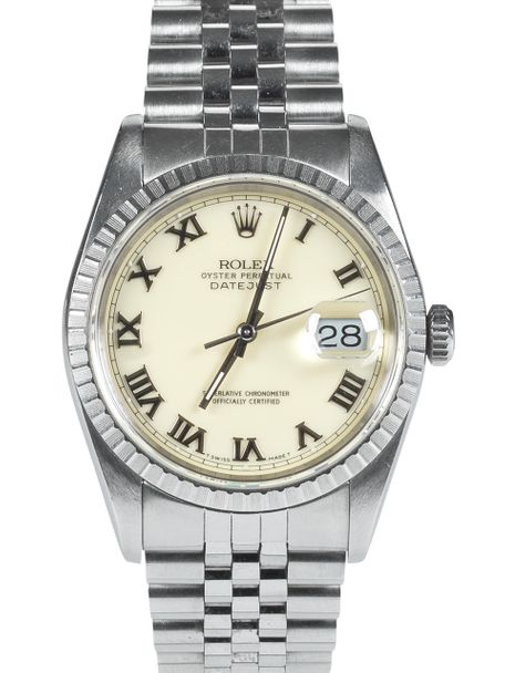 Rolex SOLD-Rolex Datejust 16220 cream Roman dial